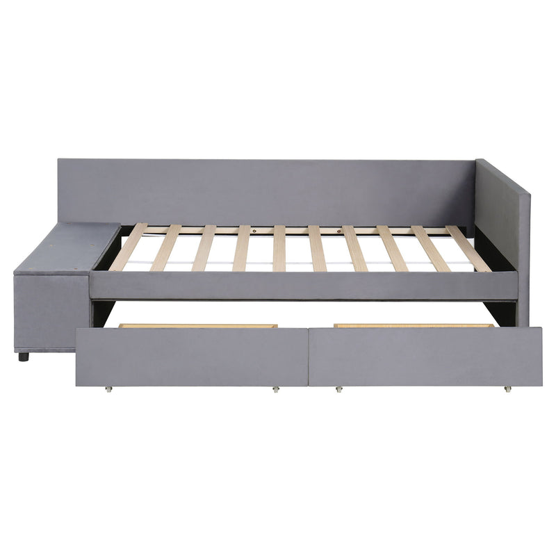 L Shaped Upholstered Platform Bed With Storage And Drawers - R&R Furniture Gallery (Fountain Valley, CA)
