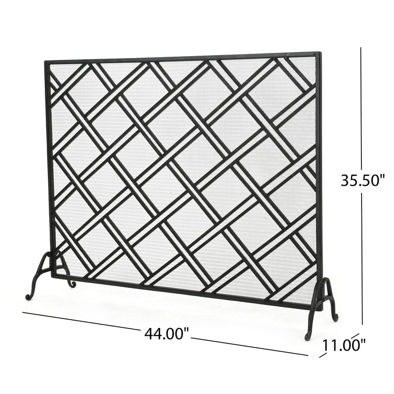 Noble House elegant fireplace screen with decorative metal design serving as a protective barrier for fires.