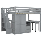 Loft Bed With Stairs, Bookshelf, Drawers, Desk & Wardrobe, Space Saving Multifunctional Furniture - R&R Furniture Gallery (Fountain Valley, CA)