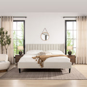 Aspen - King Vertical Tufted Headboard Platform Bed Set - Light Beige - R&R Furniture Gallery (Fountain Valley, CA)