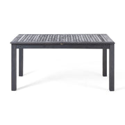 Outdoor expandable dining table with square legs by Noble House, featuring a wooden surface and adjustable size for outdoor dining.