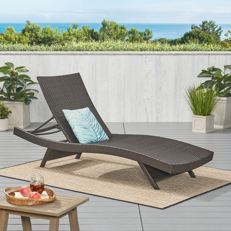 Mysticism Outdoor Chaise Lounge With Adjustable Backrest And Foldable Legs - Brown Multi - R&R Furniture Gallery (Fountain Valley, CA)