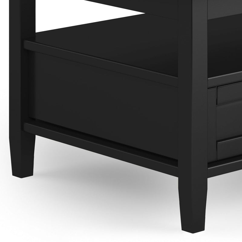 Handcrafted Warm Shaker coffee table by Simpli-Home featuring a wooden surface and sturdy legs in a warm finish