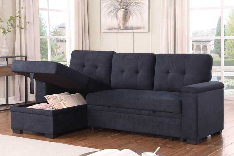 Lucca II - 84.5"W Reversible Sleeper Sectional Sofa with Storage Chaise - R&R Furniture Gallery (Fountain Valley, CA)