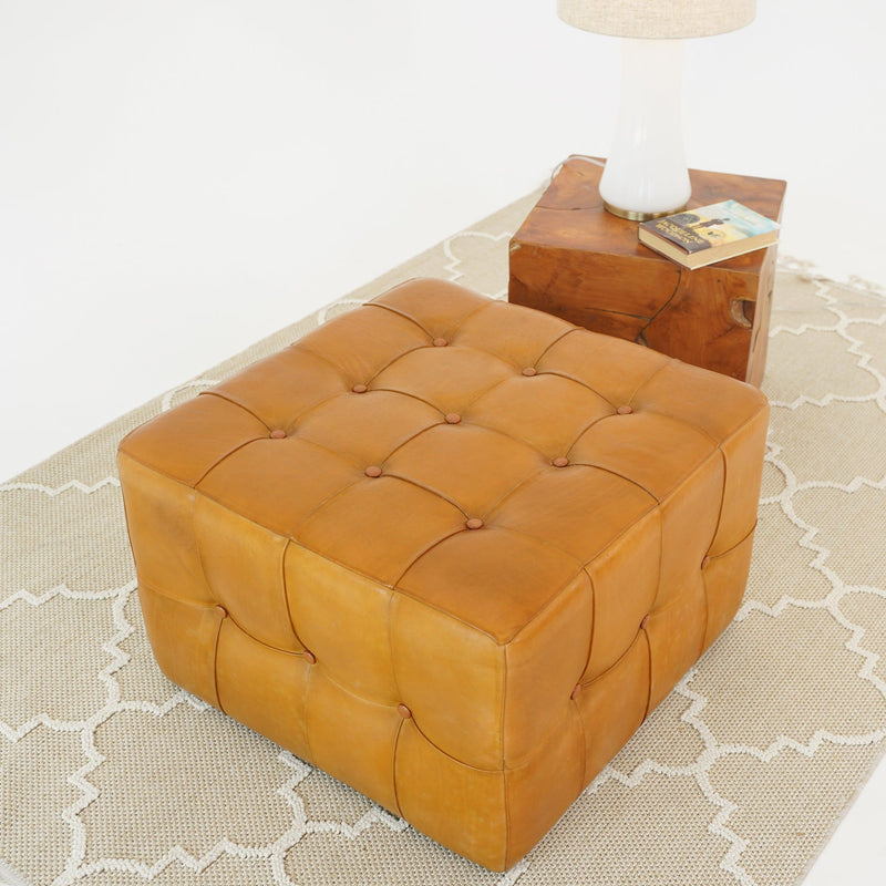 Benjiro - Square Ottoman - Tan - R&R Furniture Gallery (Fountain Valley, CA)