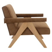 Zoey - Accent Chair - Chocolate Suede & Oak - R&R Furniture Gallery (Fountain Valley, CA)