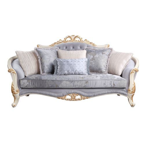 Galelvith - Sofa With 6 Pillows - Gray Fabric - R&R Furniture Gallery (Fountain Valley, CA)