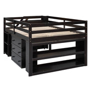 Loft Bed With Retractable Writing Desk And 3 Drawers With Storage Stairs And Shelves - R&R Furniture Gallery (Fountain Valley, CA)