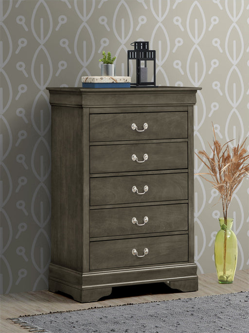 Louis Phillipe traditional style storage chest by Glory Furniture, elegant accent chest with detailed wood finish and classic design