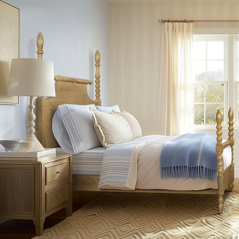 Queen Bed Turned Legs - Natural - R&R Furniture Gallery (Fountain Valley, CA)