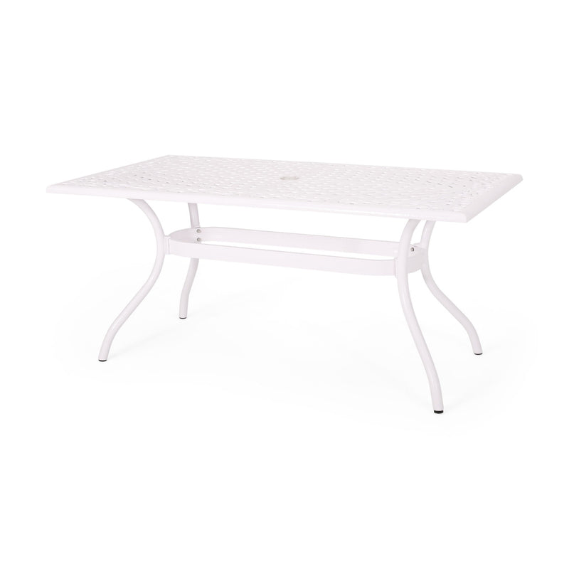 Celestine - Outdoor Cast Aluminum Dining Table With Floral Lattice Design And Umbrella Holder - R&R Furniture Gallery (Fountain Valley, CA)