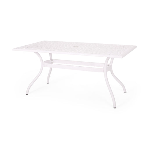 Celestine - Outdoor Cast Aluminum Dining Table With Floral Lattice Design And Umbrella Holder - R&R Furniture Gallery (Fountain Valley, CA)