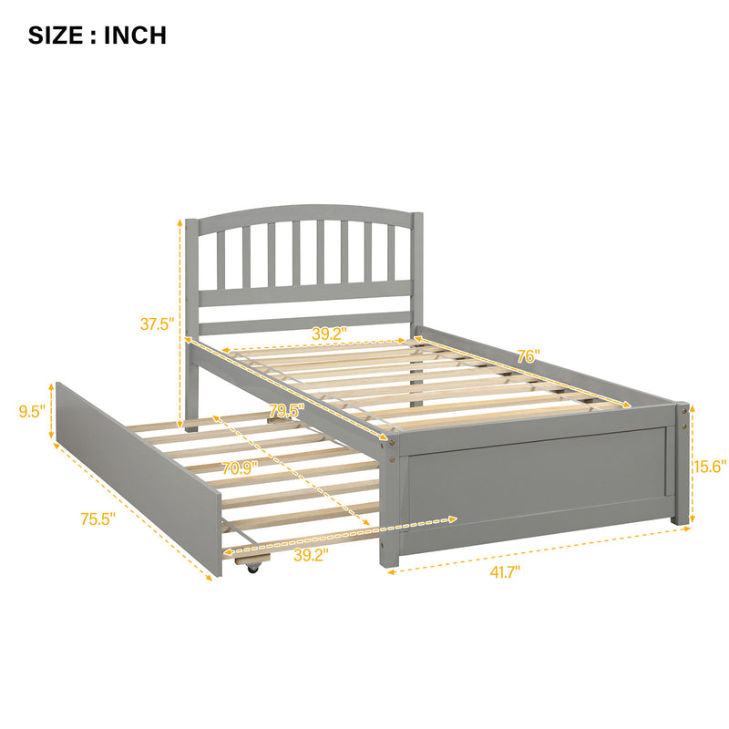 Platform Bed Wood Bed Frame With Trundle - R&R Furniture Gallery (Fountain Valley, CA)