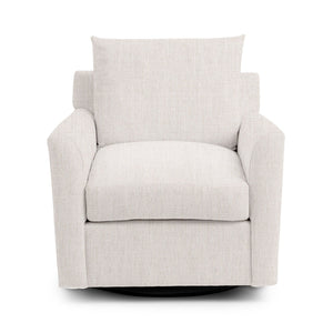 Classic Home Olivia swivel chair with a plush upholstered seat and backrest, featuring a stylish, modern design and a swivel base.