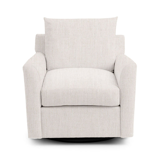 Classic Home Olivia swivel chair with a plush upholstered seat and backrest, featuring a stylish, modern design and a swivel base.