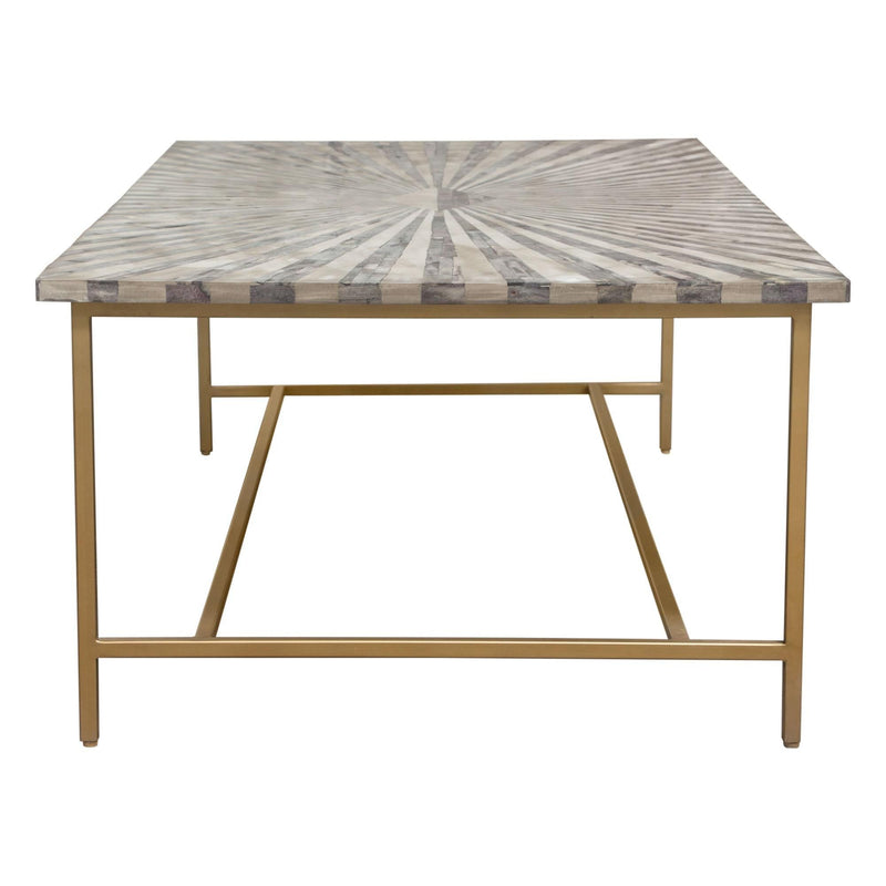 Prisma Cocktail Table w/ Dyed Bone Inlay Sunburst Top & Brass Legs by Diamond Sofa