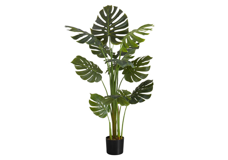 55" Tall, Artificial Plant, Monstera Tree, Indoor, Faux, Fake, Floor, Greenery, Potted, Real Touch, Decorative - Green / Black - R&R Furniture Gallery (Fountain Valley, CA)