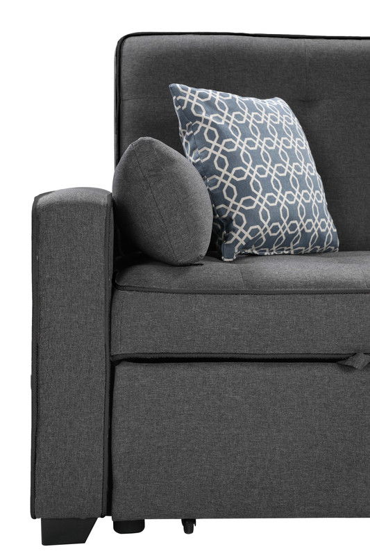 William - Sleeper Sofa With 2 USB Charging Ports And 4 Accent Pillows - Gray - R&R Furniture Gallery (Fountain Valley, CA)