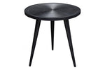 Vortex Round End Table in Solid Mango Wood Top in Black Finish & Iron Legs