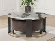 Jazmore - Nesting Cocktail Tables (Set of 2) - Brown / Brass Finish - R&R Furniture Gallery (Fountain Valley, CA)