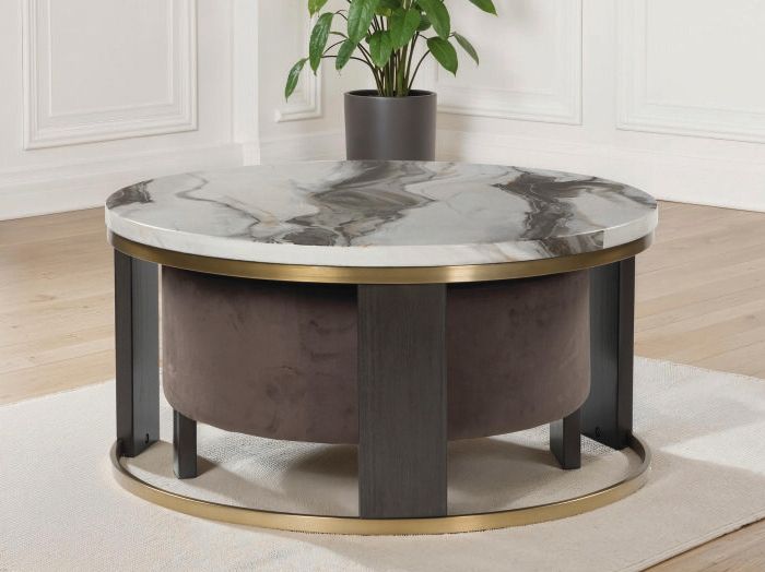 Jazmore - Nesting Cocktail Tables (Set of 2) - Brown / Brass Finish - R&R Furniture Gallery (Fountain Valley, CA)