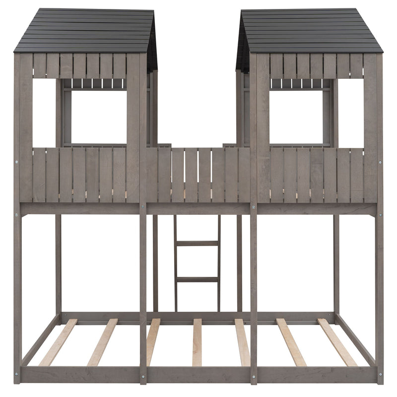 Bunk Bed With Roof, Window, Guardrail, Ladder - R&R Furniture Gallery (Fountain Valley, CA)