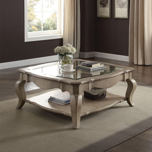 Chelmsford - Coffee Table - Clear Glass & Antique Taupe - R&R Furniture Gallery (Fountain Valley, CA)