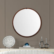 Hausen - Mid-Century Modern Round Accent Wall Mirror - Brown Walnut - R&R Furniture Gallery (Fountain Valley, CA)