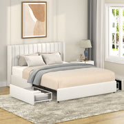 Anda - Boucle Upholstered Platform Bed With Patented Drawers Storage - Ivory - R&R Furniture Gallery (Fountain Valley, CA)