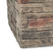 Classic Design Square Fire Pit With Top And 40, 000 Btu Heat Output - Stone Gray - R&R Furniture Gallery (Fountain Valley, CA)