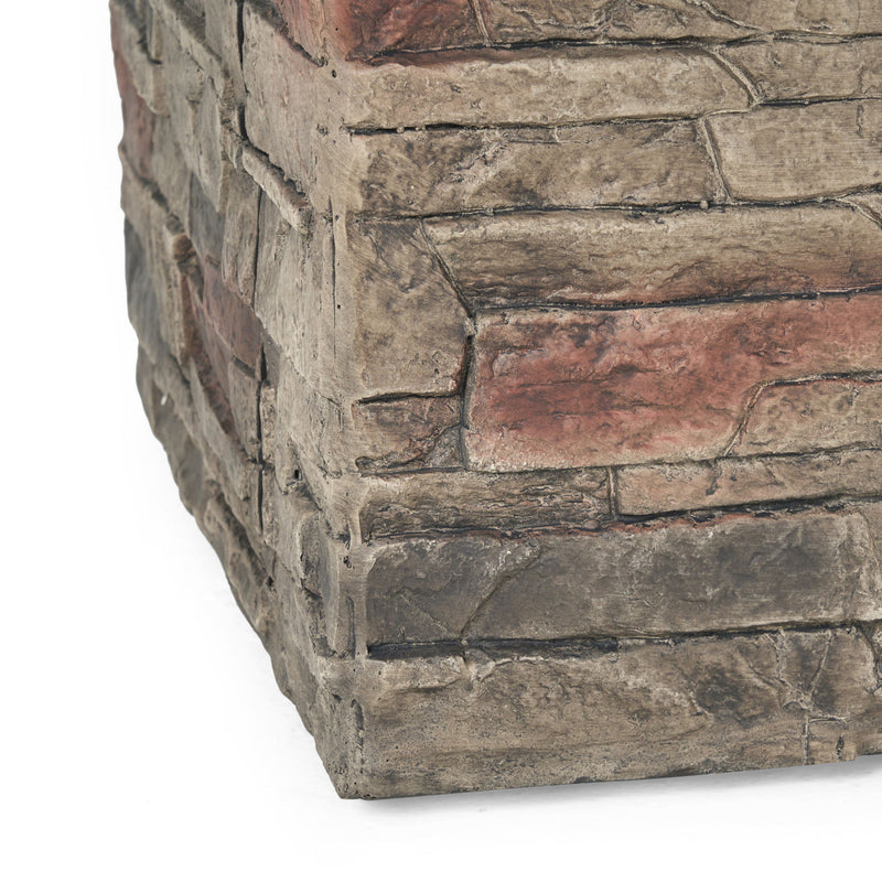 Classic Design Square Fire Pit With Top And 40, 000 Btu Heat Output - Stone Gray - R&R Furniture Gallery (Fountain Valley, CA)