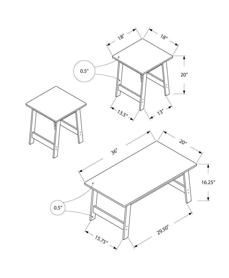 Table Set, Coffee, End, Side, Accent, Living Room Transitional (Set of 3) - R&R Furniture Gallery (Fountain Valley, CA)