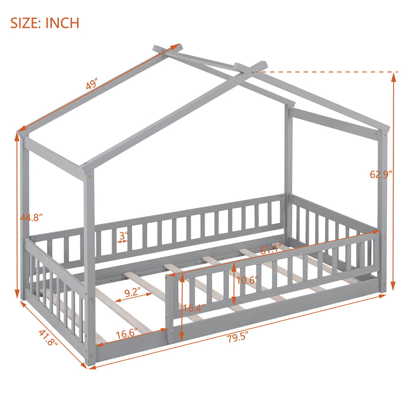 Bed House Bed Frame With Fence - R&R Furniture Gallery (Fountain Valley, CA)