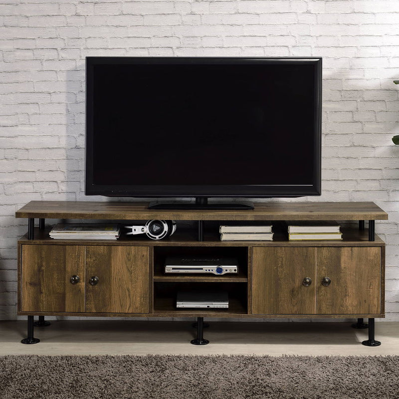 Ensata II - TV Stand - Rustic Oak & Black - R&R Furniture Gallery (Fountain Valley, CA)