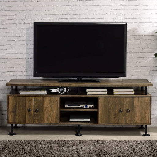 Ensata II - TV Stand - Rustic Oak & Black - R&R Furniture Gallery (Fountain Valley, CA)