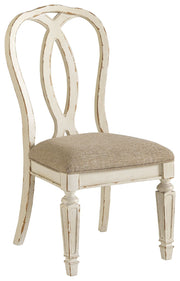 Realyn - Dining UPH Side Chair (Set of 2) - Ribbonback - Chipped White - R&R Furniture Gallery (Fountain Valley, CA)