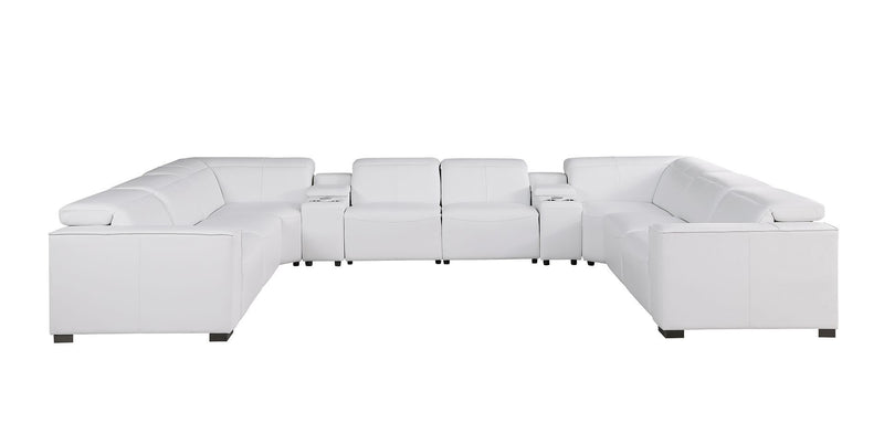1208 - 10 Piece U Shaped Leather Sectional With 4 Power Recliners & Power Headrest