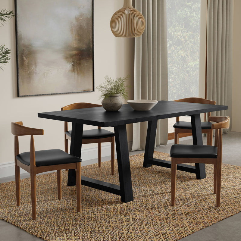 Wooden Whitley dining table by Simpli-Home with a rectangular surface and sturdy legs, ideal for modern dining rooms.