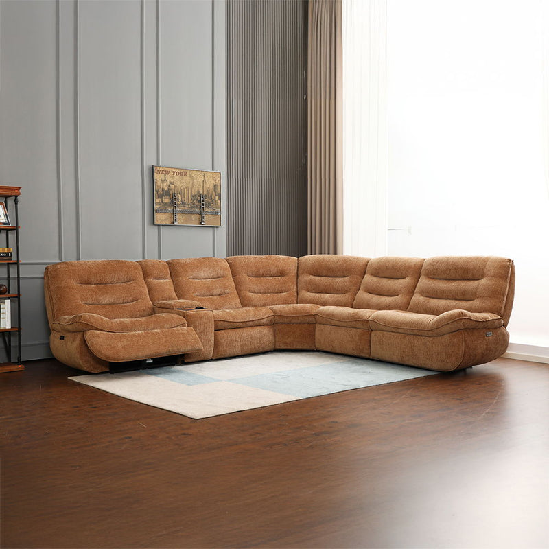 Emmy - Power Motion Sectional Sofa - Orange Chenille - R&R Furniture Gallery (Fountain Valley, CA)
