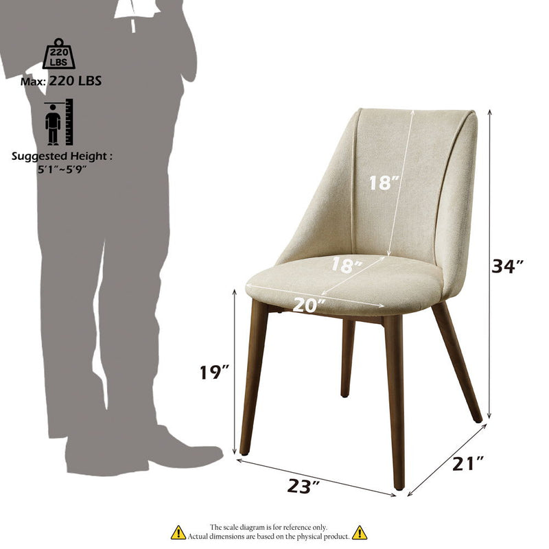 Willene - Side Chair (Set of 2) - Beige Fabric & Walnut - R&R Furniture Gallery (Fountain Valley, CA)