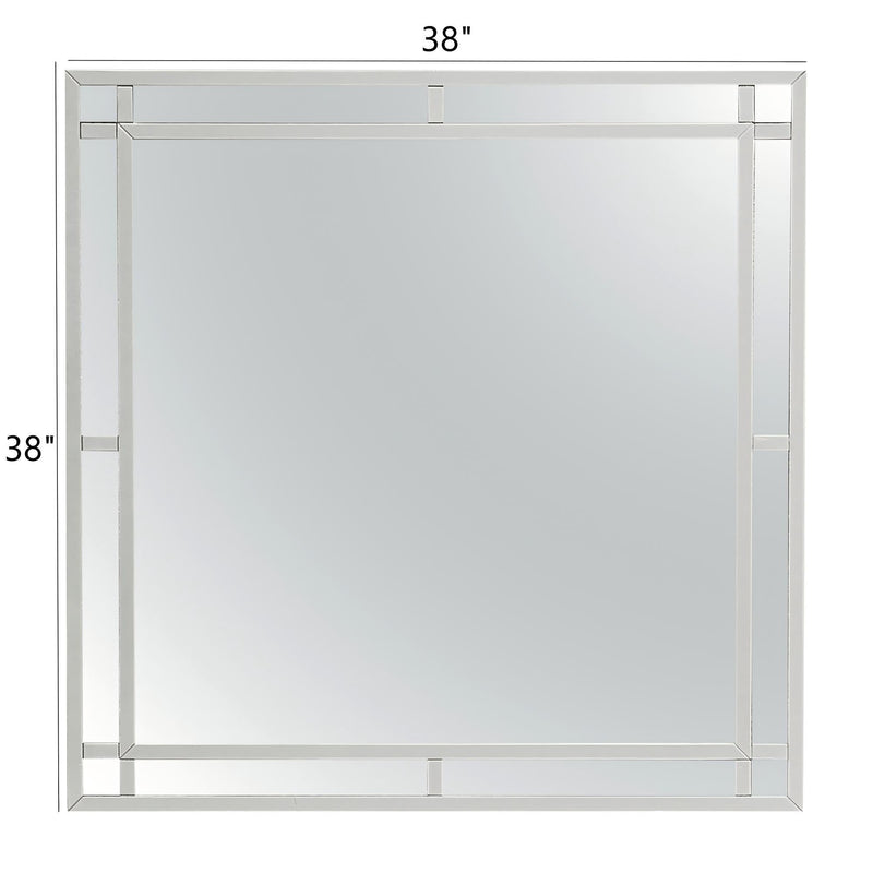 Silver Champagne Madison mirror by Glory Furniture, featuring a sleek, modern mirror design with a polished silver frame.