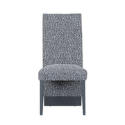 Set of two Stacey contemporary dining chairs by Global Furniture USA, featuring modern design with wooden legs and upholstered seats.
