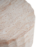 Outdoor / Indoor Lightweight Concrete Side Table, Cylinder Travertine Finish Accent Table - Beige - R&R Furniture Gallery (Fountain Valley, CA)