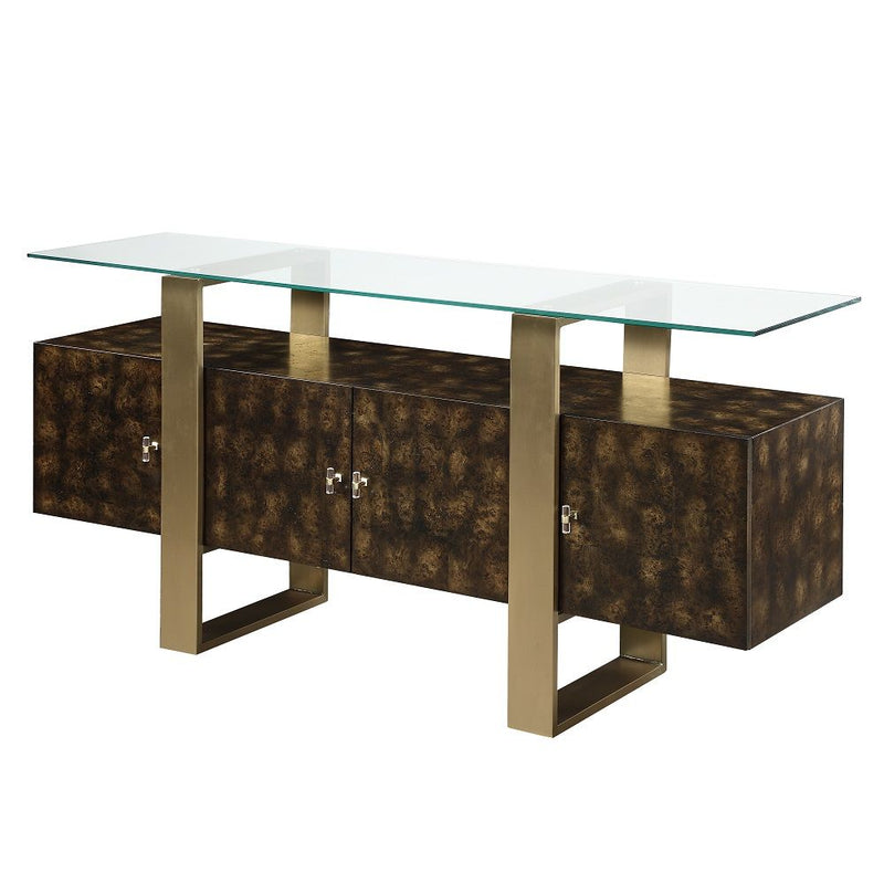 Mabyn - Console Cabinet - Brass & Antique Brown - R&R Furniture Gallery (Fountain Valley, CA)