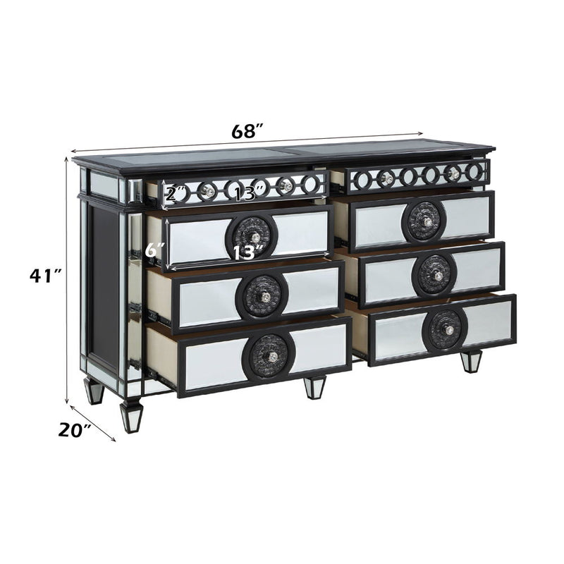 Varian II - Dresser - Mirrored, Black & Sliver - R&R Furniture Gallery (Fountain Valley, CA)