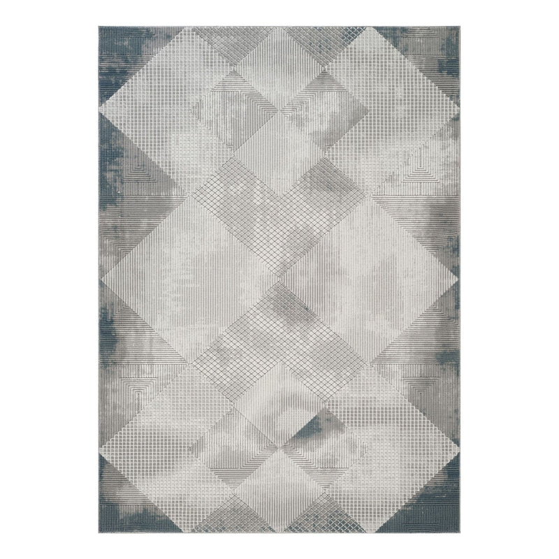 Geometrix - 5'3" X 7'3" Area Rug With Geometric, 3D Effect - Gray / Ivory - R&R Furniture Gallery (Fountain Valley, CA)