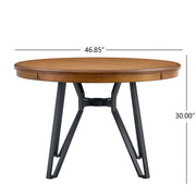 Mid Century Modern Round Dining Table With Metal Legs And Open Shelf - R&R Furniture Gallery (Fountain Valley, CA)