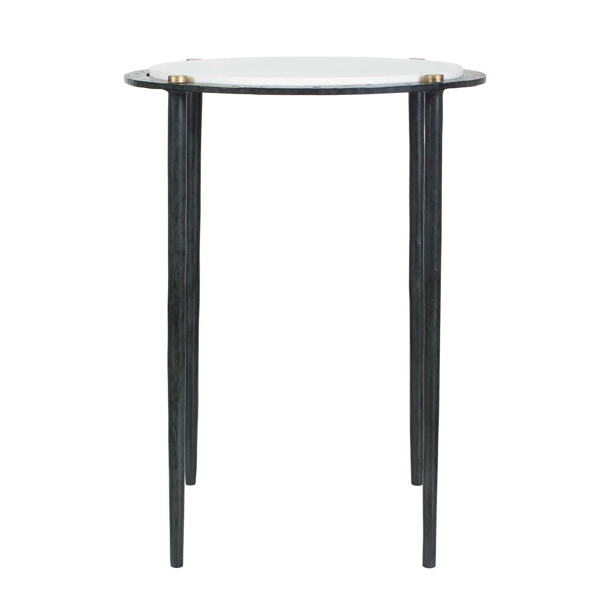 Wren - Round Marble Accent Table - Bronze / White