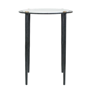 Wren - Round Marble Accent Table - Bronze / White