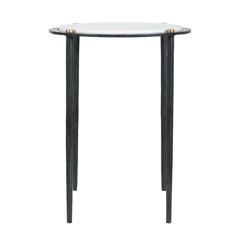 Wren - Round Marble Accent Table - Bronze / White